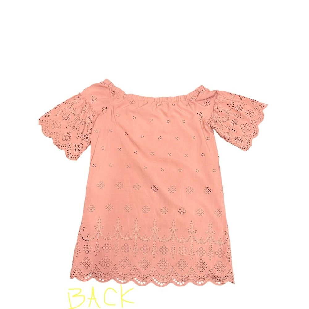 Madewell Pink Eyelet Off-The-Shoulder Scalloped Shift Dress G3057 Womens 14 - Picture 5 of 8